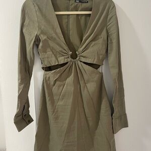 Olive Green Long Sleeve Dress